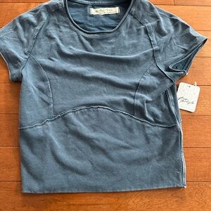 Free People Slate Blue Short Sleeve Tee